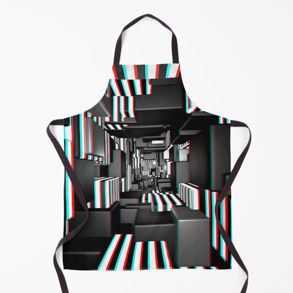 Item preview, Op Art Optical Illusion Stripes Tech 3D Cubes (black|white|red|cyan) designed and sold by hyproinc.