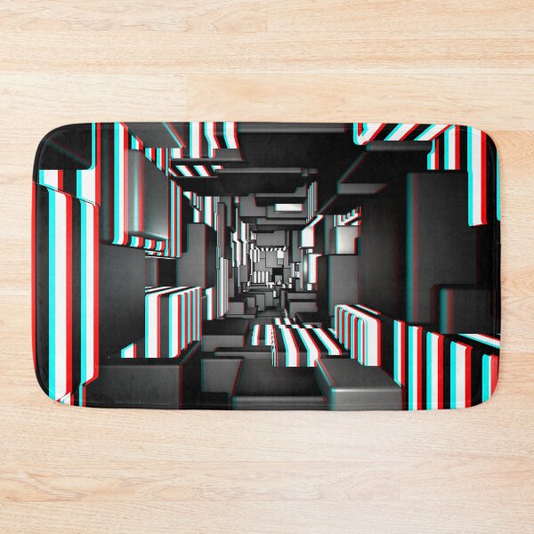 Item preview, Op Art Optical Illusion Stripes Tech 3D Cubes (black|white|red|cyan) designed and sold by hyproinc.