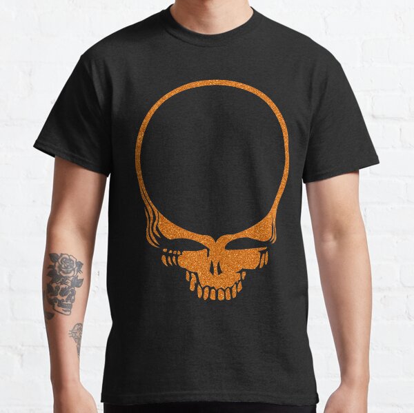 Skull Print with Orange Lava Plasma Texture Classic T-Shirt
