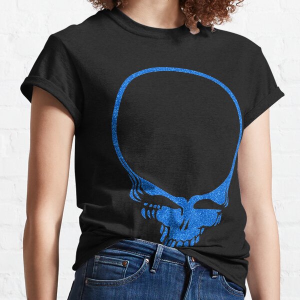 Skull Print with Blue Lava Plasma Texture Classic T-Shirt