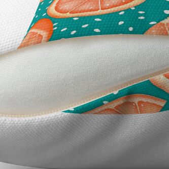 Alternate view of Summer Grapefruit on Teal Throw Pillow