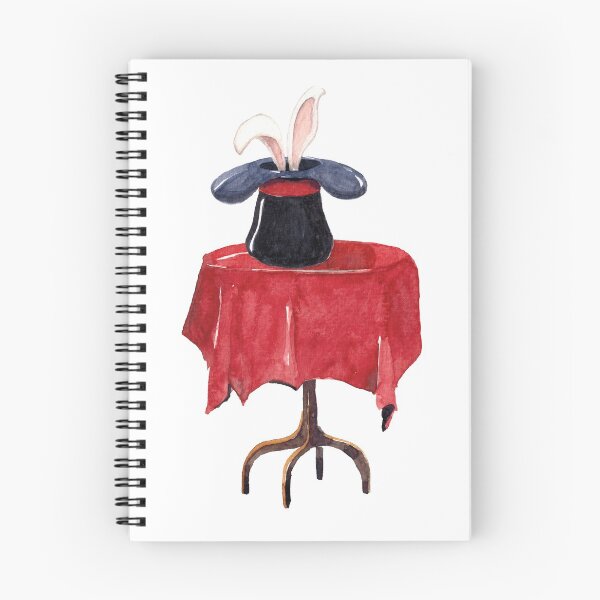 Item preview, Watercolor hand drawn sketch illustration of magician hat with rabbit on the table designed and sold by FuzzyLogicKate.