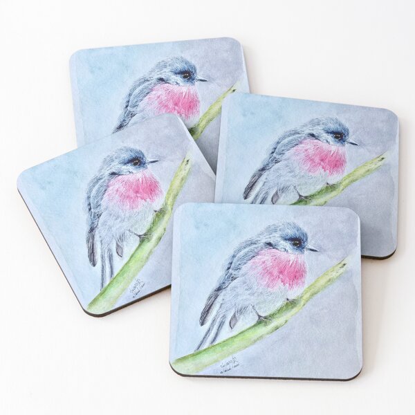Item preview, Single Pink Robin by Gülay Gür designed and sold by gülay gür.