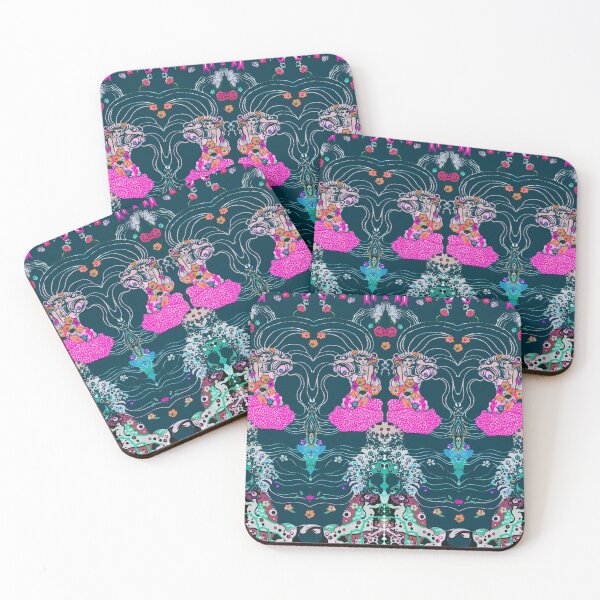 Item preview, WOMAN AMONG FLOWERS AND CENTAUR Fuchsia Orange Green White Art Nouveau Gustav Klimt Pattern designed and sold by BulganLumini.