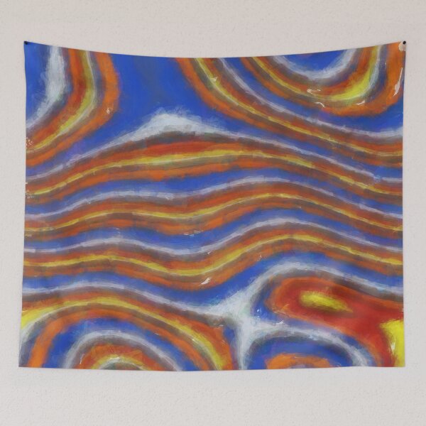 Item preview, brushed patterns blue yellow waves designed and sold by Filigranas Digitales.