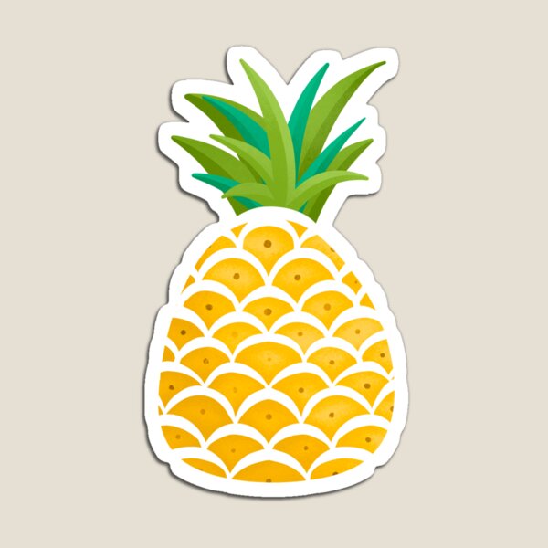 Bright White hand drawn pineapples Magnet