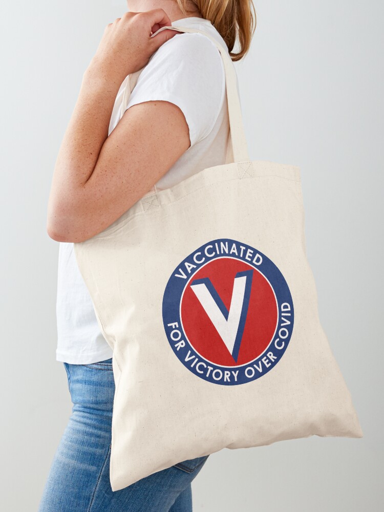 Thumbnail 1 of 5, Tote Bag, Vaccinated for Victory Over Covid designed and sold by misterfrisky.