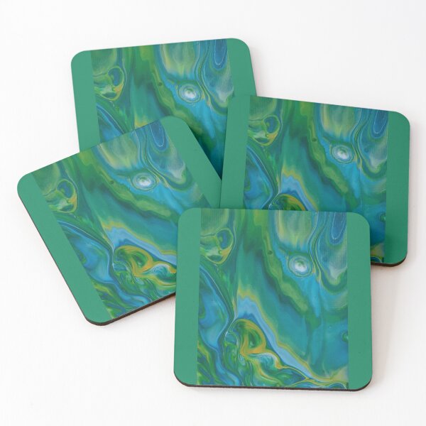Item preview, Green Blue Yellow Acrylic Paint Pour designed and sold by Art-by-AbbyRodz.