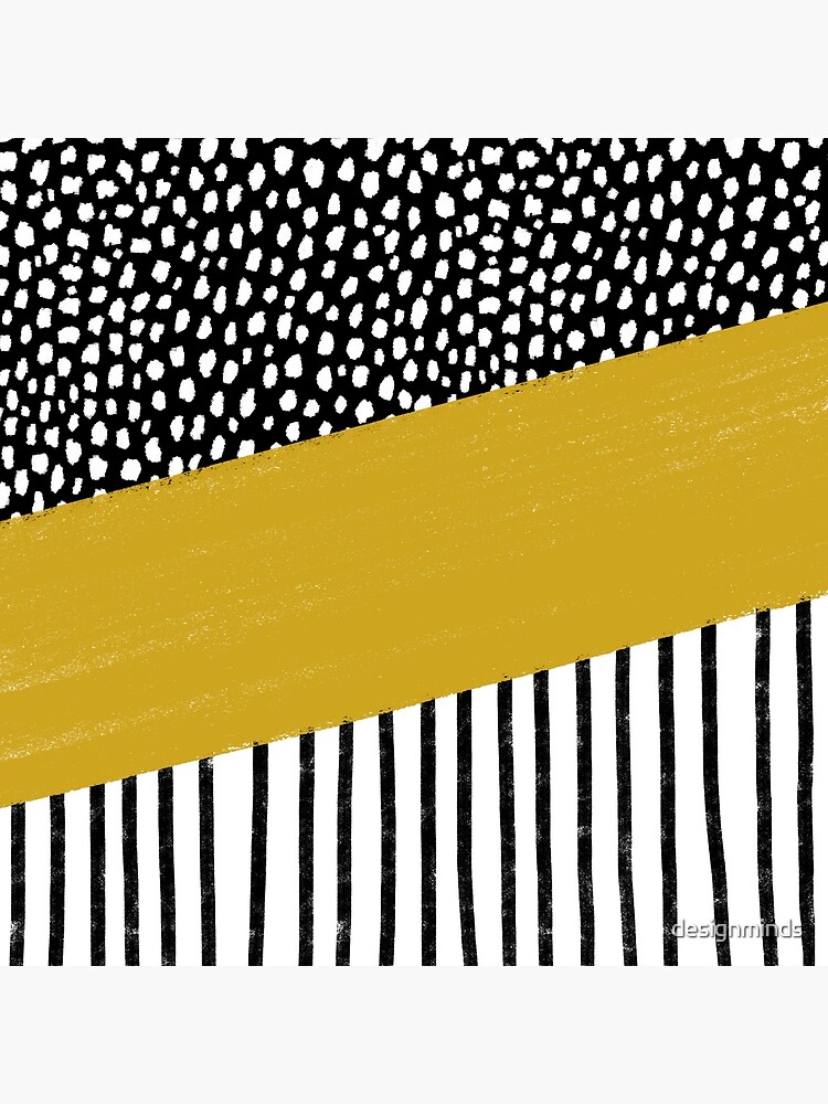 Polka Dots and Stripes Pattern black white mustard yellow Art Board Print for Sale by designminds Redbubble