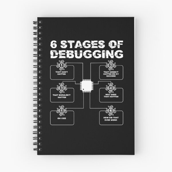 Item preview, 6 Stages of Debugging Geeky Nerdy IT teacher & IT student designed and sold by wackodesign.