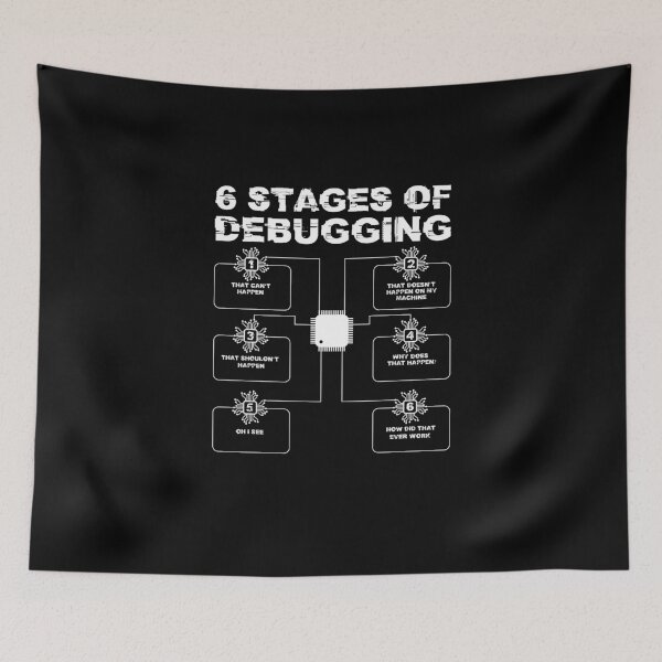 Item preview, 6 Stages of Debugging Geeky Nerdy IT teacher & IT student designed and sold by wackodesign.