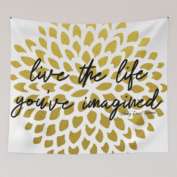 Item preview, Motivational Quote | Live The Life You've Imagined Dahlia Gold Foil designed and sold by Old Urban Farmhouse Design Studio.