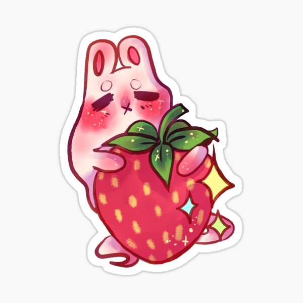 Cute strawberry bunny - Strawbunny Sticker for Sale by Yaragold