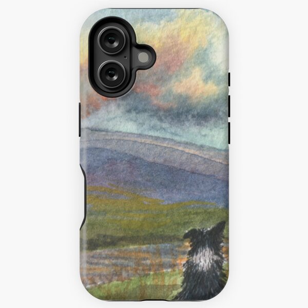 Item preview, Border collie dog meditates on the hills and mountains before him designed and sold by SusanAlisonArt.