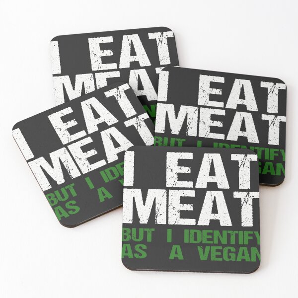 Item preview, I Eat Meat But I Identify As A Vegan funny gift designed and sold by AlexyArtDesign.