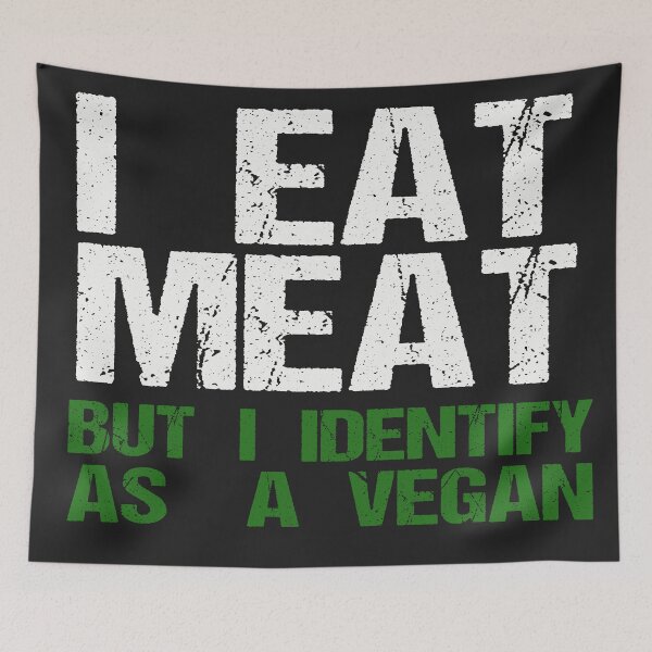 Item preview, I Eat Meat But I Identify As A Vegan funny gift designed and sold by AlexyArtDesign.
