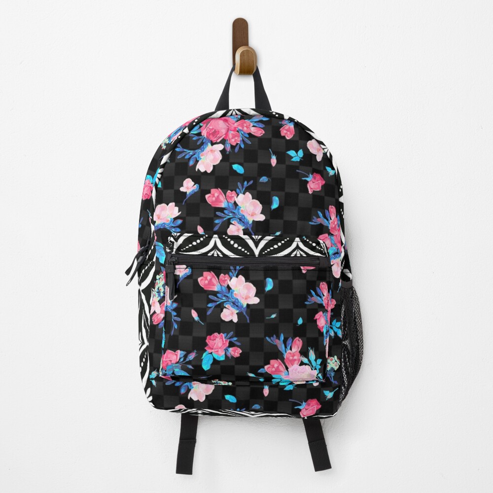rose checkered backpack