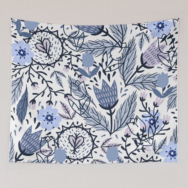 Item preview, spring time-bold blue flowers pattern design designed and sold by ArtDesign-land.