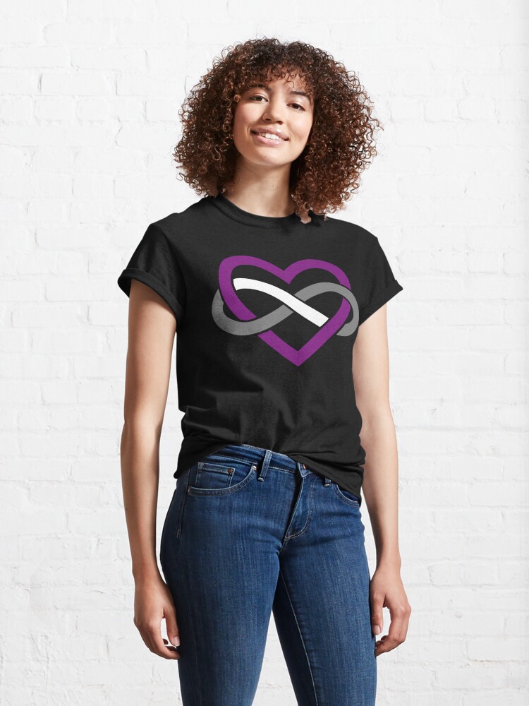 Alternate view of Asexual Polyamory Infinity Heart (Black) Classic T-Shirt