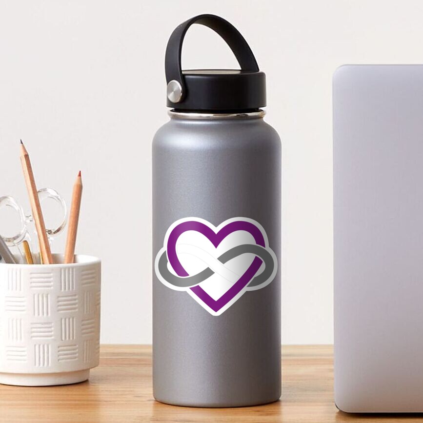 Asexual Polyamory Infinity Heart (Black) Sticker