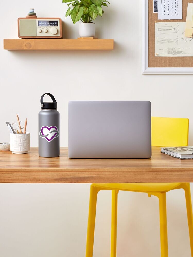 Alternate view of Asexual Polyamory Infinity Heart (Black) Sticker