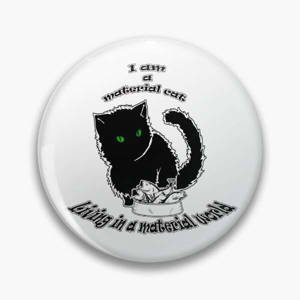 Item preview, Sitting Cat with singing fish. Very material cat living in a material world. Black and white designed and sold by saf-saf.