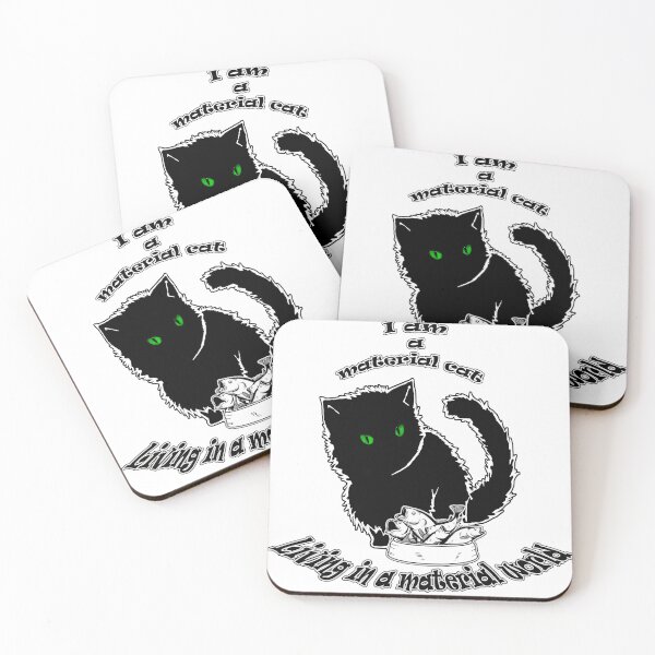 Item preview, Sitting Cat with singing fish. Very material cat living in a material world. Black and white designed and sold by saf-saf.