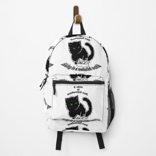 Item preview, Sitting Cat with singing fish. Very material cat living in a material world. Black and white designed and sold by saf-saf.