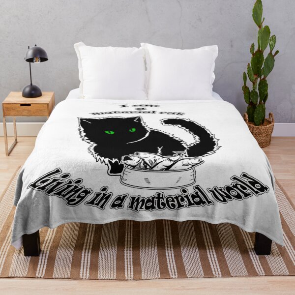 Item preview, Sitting Cat with singing fish. Very material cat living in a material world. Black and white designed and sold by saf-saf.