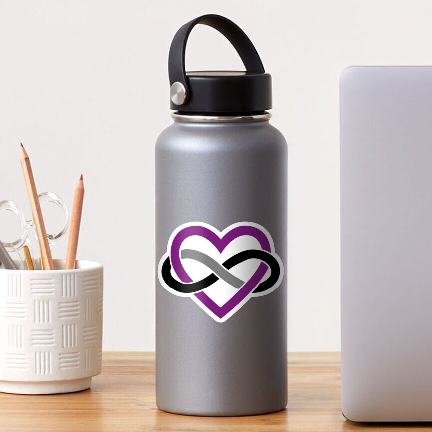 Asexual Polyamory Infinity Heart (White) Sticker