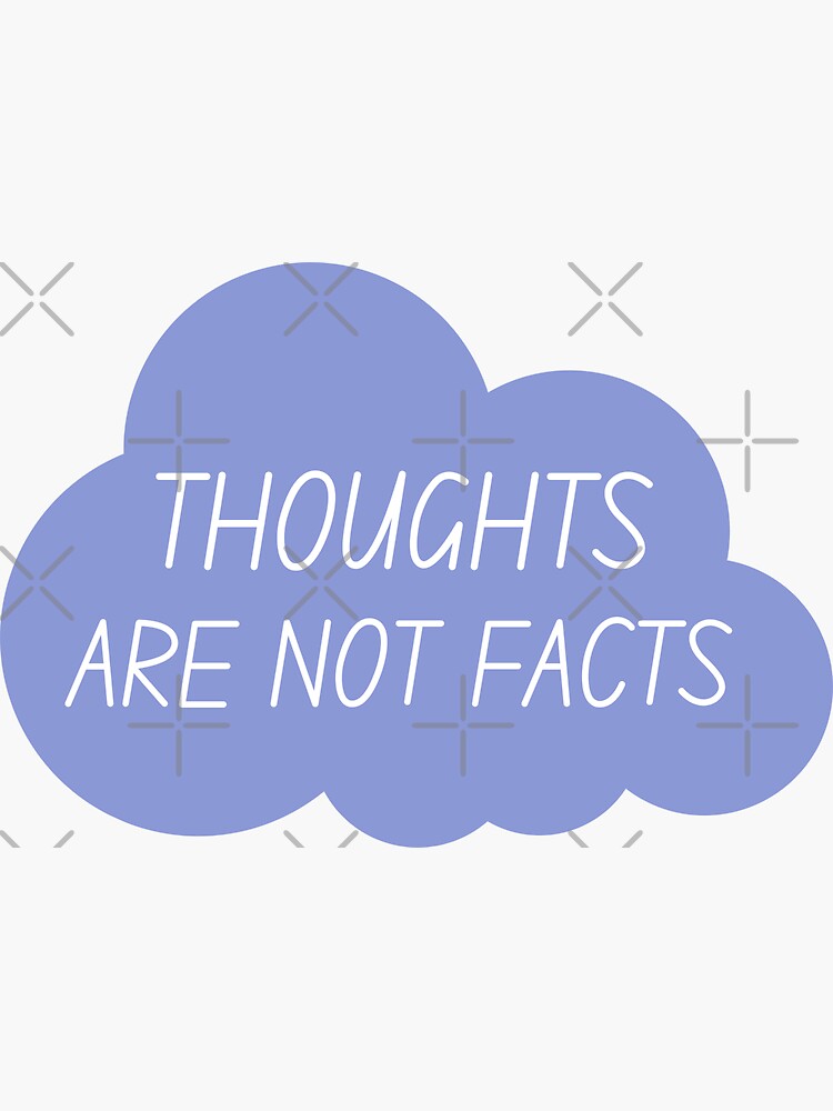 Thumbnail 3 of 3, Sticker, Thoughts Are Not Facts Cloud Blue designed and sold by soeclectic.