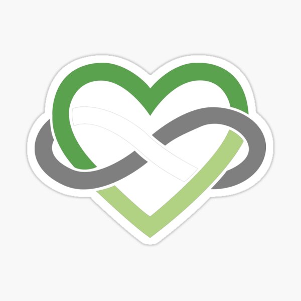 Aromantic Polyamory Infinity Heart (Black) Sticker