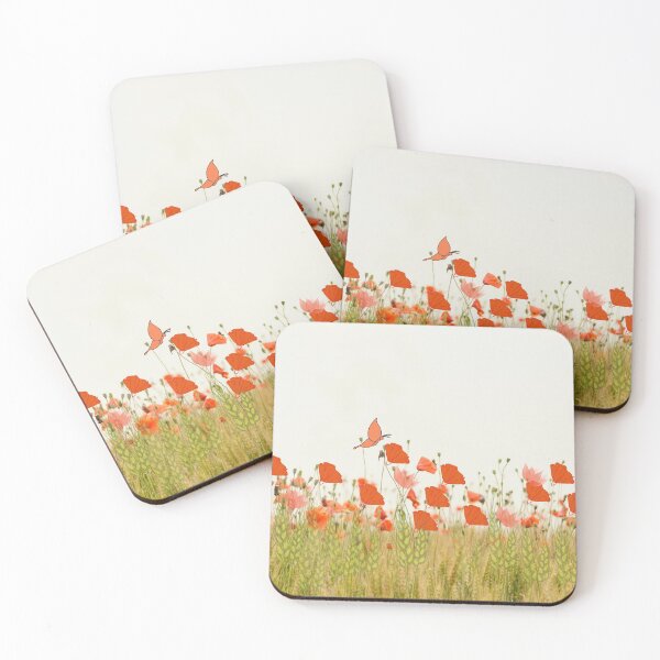 Item preview, a field of crops and orange flowers in spring designed and sold by ArtDesign-land.