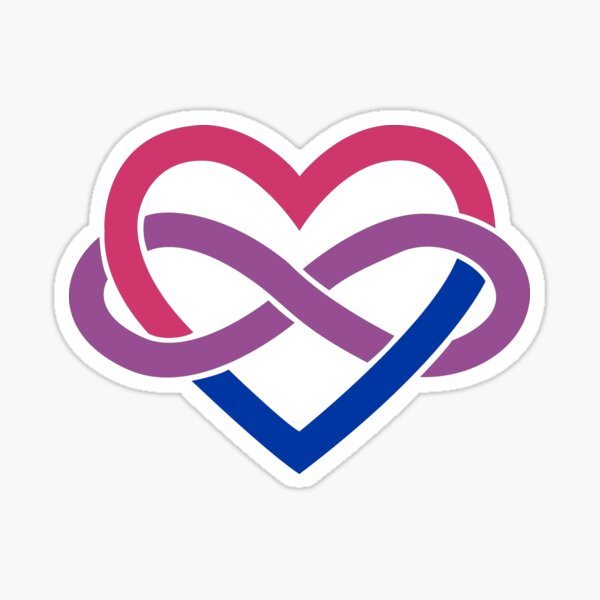 Bisexual Polyamory Infinity Heart (Black) Sticker