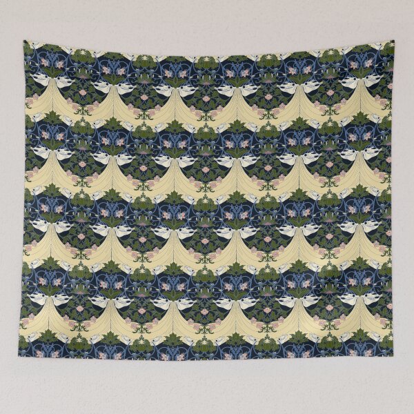Item preview, William Morris Style Mari Lwyd pattern  designed and sold by skullsandsheets.