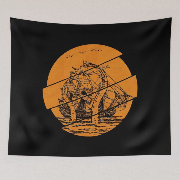 Item preview, Vintage Kraken Pirate Ship Giant Octopus Ocean Sea Monster designed and sold by MintedFresh.