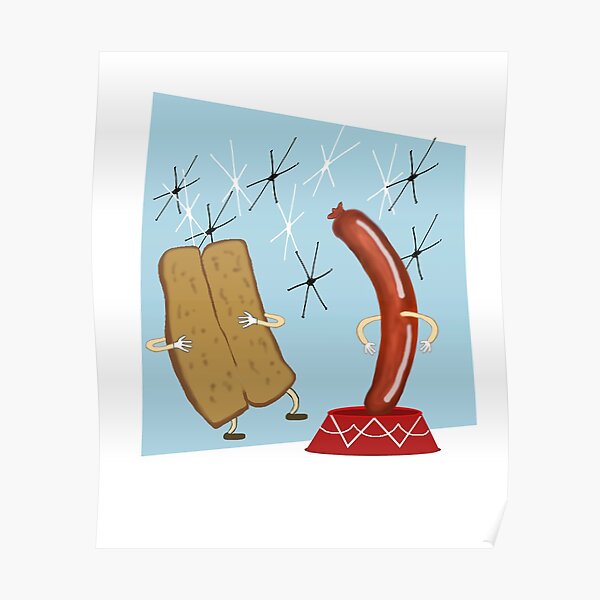 Dancing Hotdog Retro   Poster