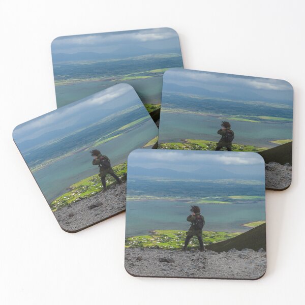 Item preview, The woman enjoys the view from top of the mountain Croagh Patrick, nicknamed the Reek in County Mayo after Mweelrea and Nephin, Ireland designed and sold by AlbertMi.