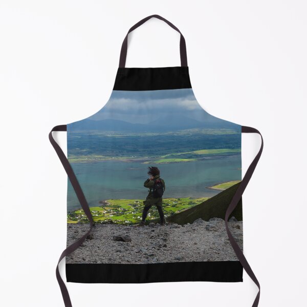 Item preview, The woman enjoys the view from top of the mountain Croagh Patrick, nicknamed the Reek in County Mayo after Mweelrea and Nephin, Ireland designed and sold by AlbertMi.