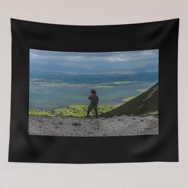 Item preview, The woman enjoys the view from top of the mountain Croagh Patrick, nicknamed the Reek in County Mayo after Mweelrea and Nephin, Ireland designed and sold by AlbertMi.