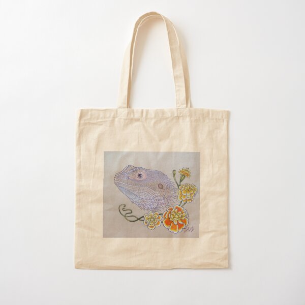 Bearded Dragon Flowers Cotton Tote Bag