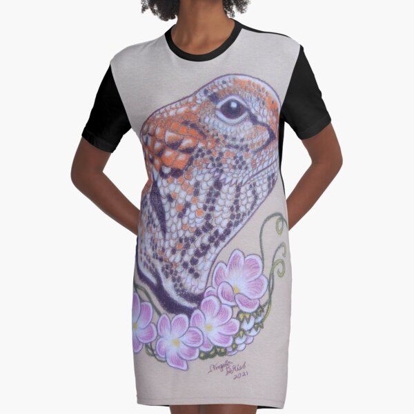 Uromastyx Flowers Graphic T-Shirt Dress