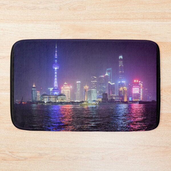 Item preview, China Shanghai Skyline Night City Lights Skyscrapers Landscape designed and sold by Andreea Eva Herczegh.