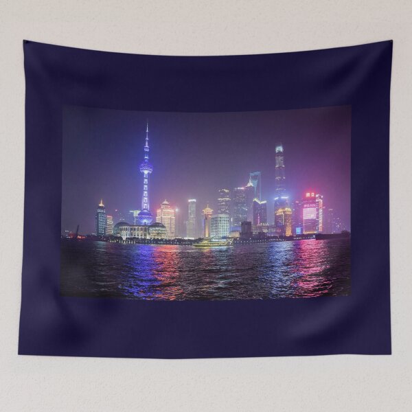 Item preview, China Shanghai Skyline Night City Lights Skyscrapers Landscape designed and sold by Andreea Eva Herczegh.
