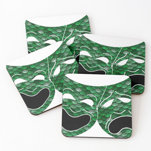 Item preview, Drama masks green scales designed and sold by JRHarshman.