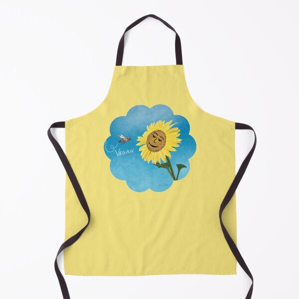 Item preview, Be Vegan Bee Smiling Sunflower, cute be vegan illustration designed and sold by Crystal Raymond.