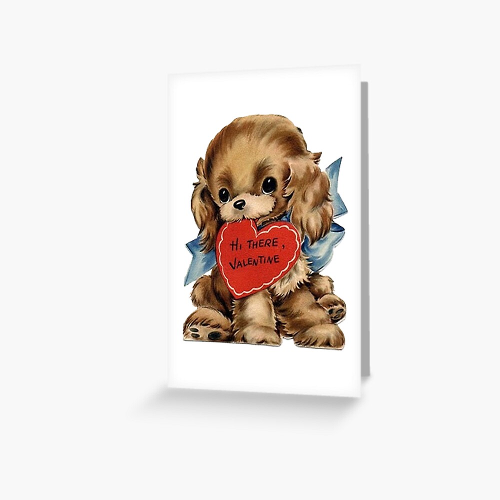 Puppy Dog in a Nutshell Vintage 1940s Unused Valentine Novelty Greeting Card
