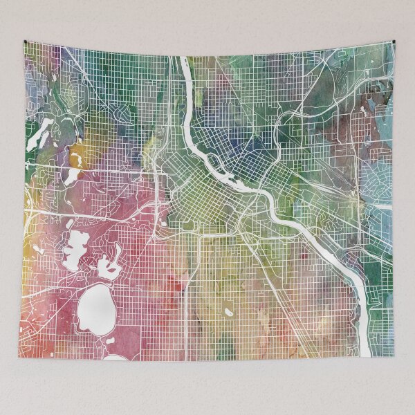Item preview, Minneapolis Map Watercolor by Zouzounio Art designed and sold by zouzounioart.