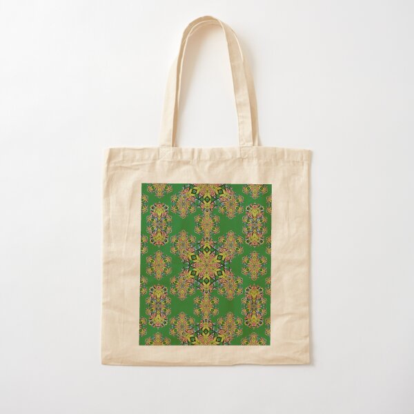 Hummingbird_trumpet_flower_kaleidoscope7_green Cotton Tote Bag