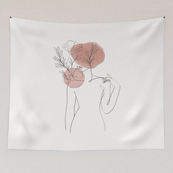Item preview, woman’s body with flowers pastel  feminine line art  designed and sold by Imaddi.